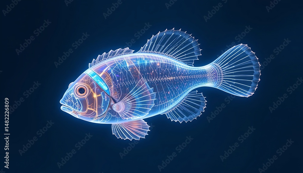 Fototapeta premium Neon Fish: A Digital Underwater Marvel