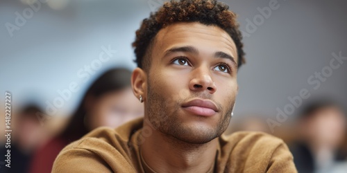 Student attending seminar on college adjustment and personal growth