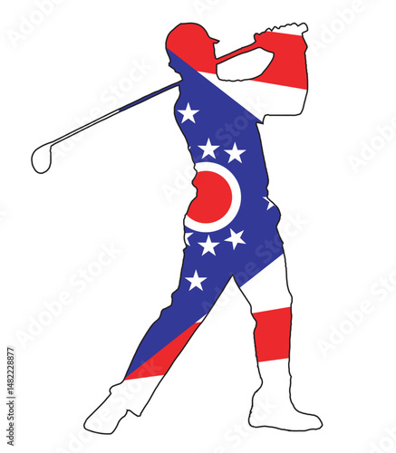 Ohio State Golfer Swing Silhouette