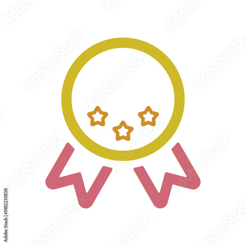 星が書かれたメダルのアイコンイラスト