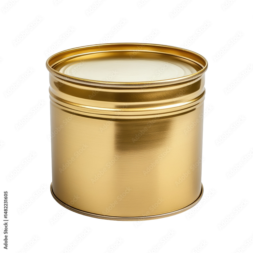Empty Golden Tin Can Isolated Empty Golden Tin Can Isolated