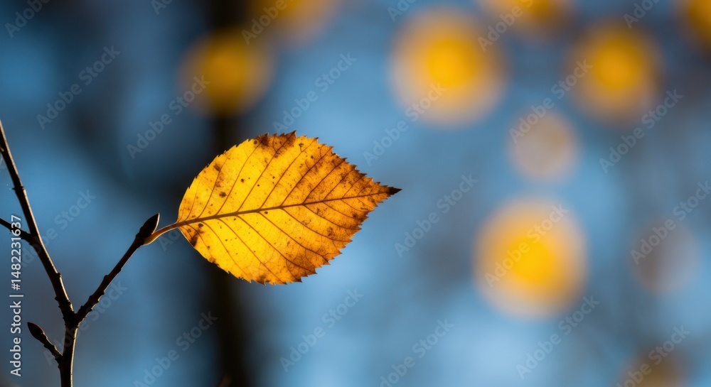 Autumn leaf representing transition and beauty of nature, with branch and blurred background Autumn leaf representing transition and beauty of nature, with branch and blurred background
