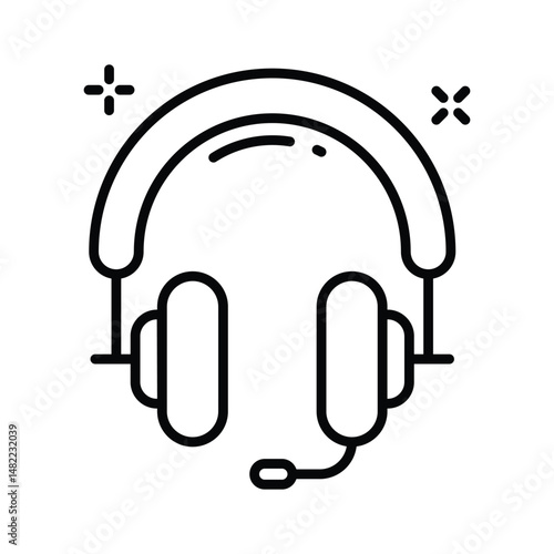 A well designed outline icon of headset support