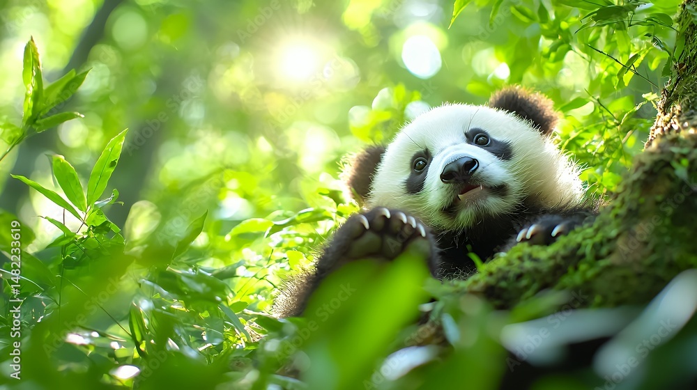 Obraz premium Panda in Lush Greenery