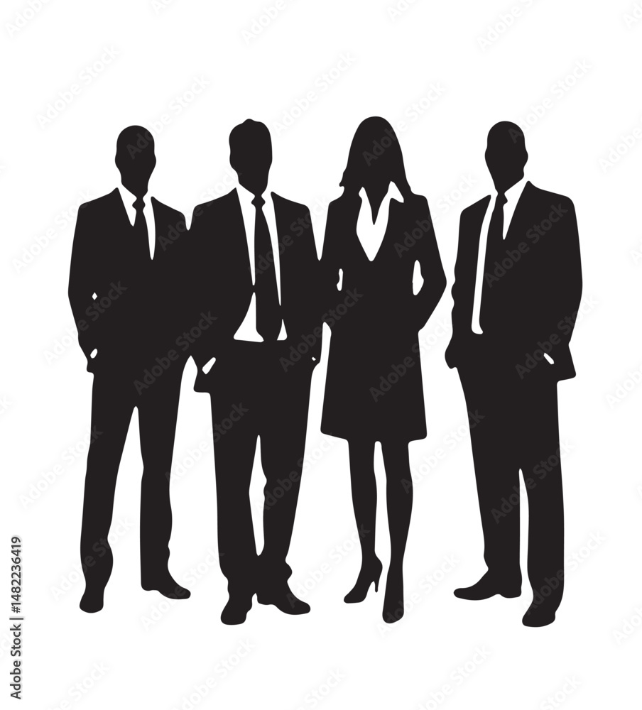 Business people silhouettes, group of standing business men and women
Business people silhouettes, group of standing business men and women