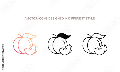 Nectarine icon design with white background stock illustration