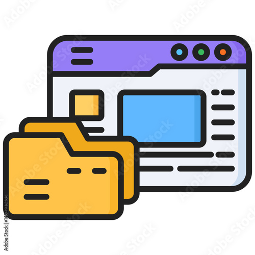 Data lineal color icon. Simple vector icon design in lineal color style. Editable vector format