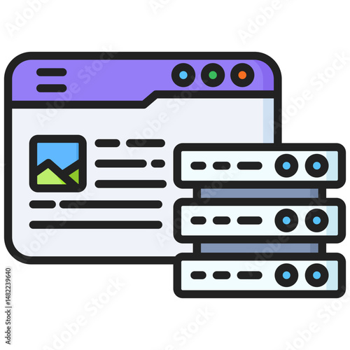 Hosting lineal color icon. Simple vector icon design in lineal color style. Editable vector format