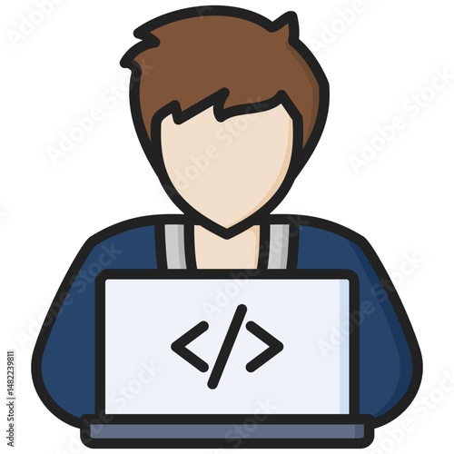 Developer lineal color icon. Simple vector icon design in lineal color style. Editable vector format