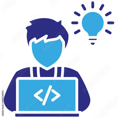 Coding solid dual color icon. Simple vector icon design in solid color style. Editable vector format
