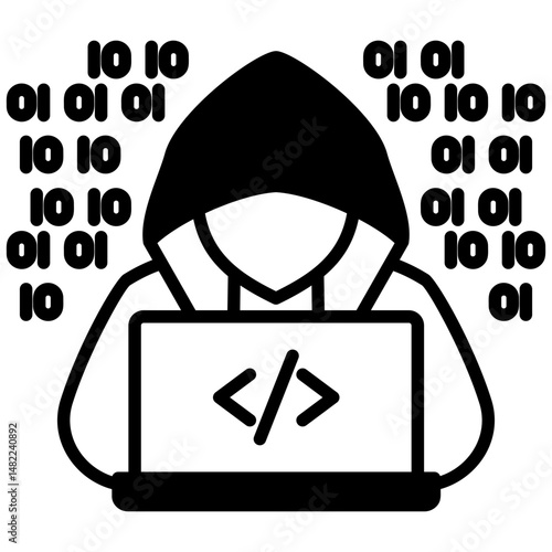 Hacker mixed glyph icon. Simple vector icon design in glyph style. Editable vector format