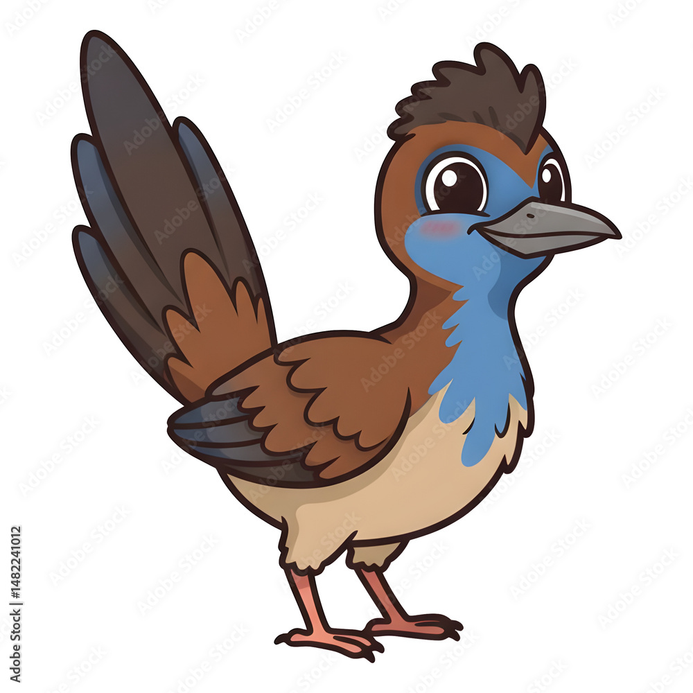Fototapeta premium A Charming Cartoon Illustration of a Blue-Necked Bird