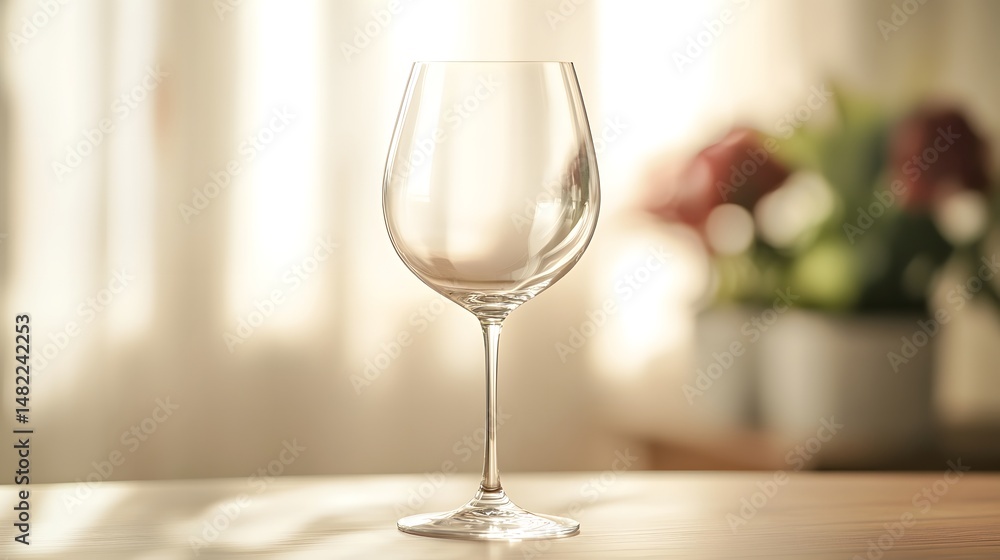 Vibrant Wine Glass on Left with Soft Lighting for Dining and Elegance Photography