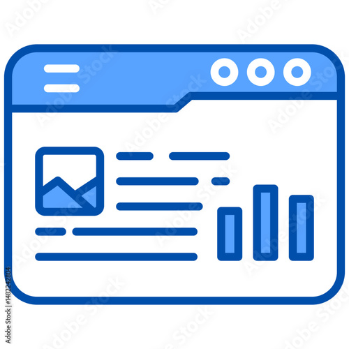 Web portal blue color icon. Simple vector icon design in blue color style. Editable vector format