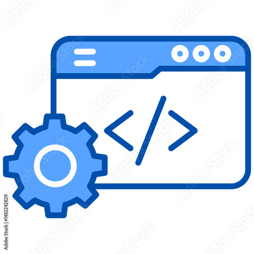 Web development blue color icon. Simple vector icon design in blue color style. Editable vector format