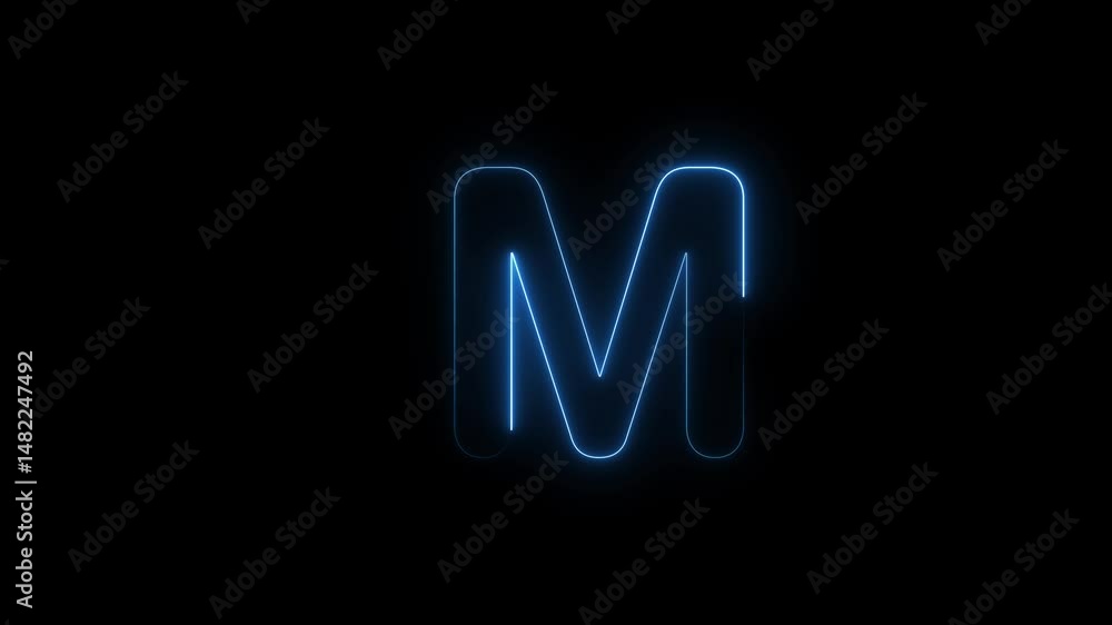 Animated neon letter M, colorful trendy glowing loop neon alphabet letter M, Educational concept neon letter M on black background, Letter M Neon Futuristic Effect, Animated neon letter M, colorful trendy glowing loop neon alphabet letter M, Educational concept neon letter M on black background, Letter M Neon Futuristic Effect,