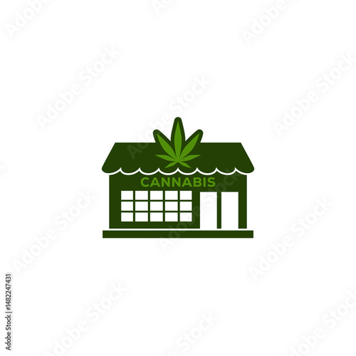 Marijuana or cannabis store icon isolated on white background