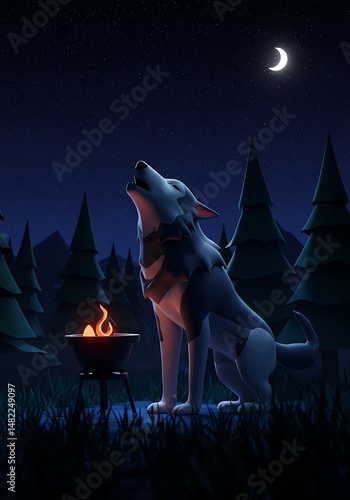 Night's Howl: A Stylized 3D Render