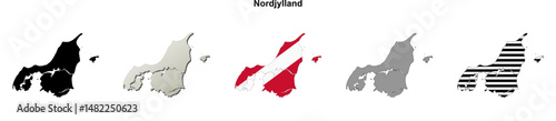 Nordjylland region outline map set
