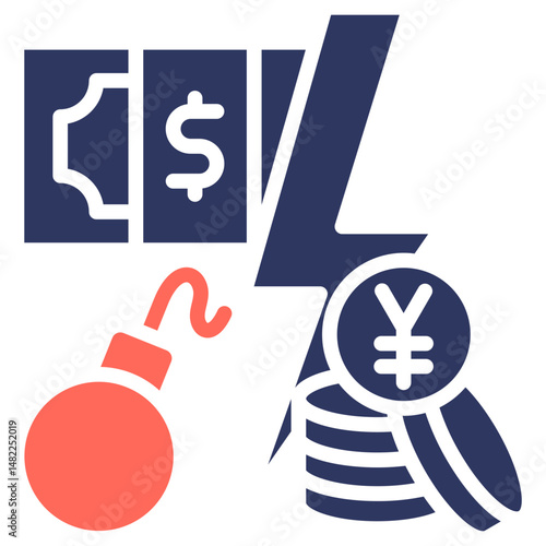 Trade War  glyph color icon