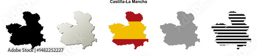 Castilla-La Mancha blank (Spain) outline map set