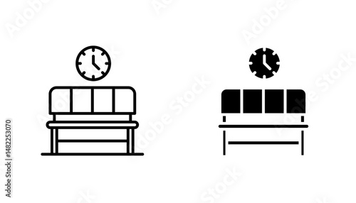 Waiting Room icon in editable stroke and flat vector illustrations