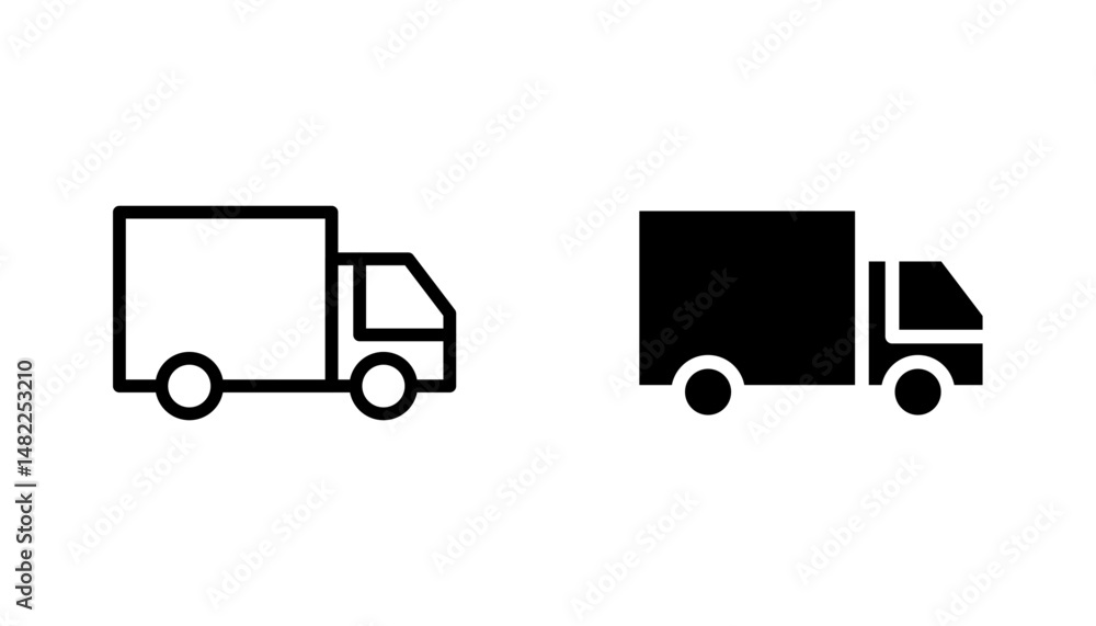 Delivery van icon in editable stroke and flat vector illustrations Delivery van icon in editable stroke and flat vector illustrations