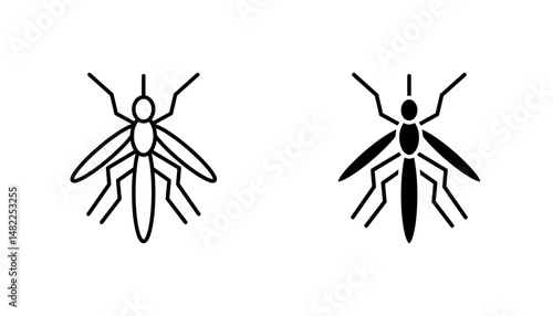 Mosquito icon in editable stroke and flat vector illustrations
