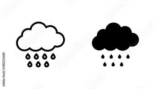 Rain icon in editable stroke and flat vector illustrations