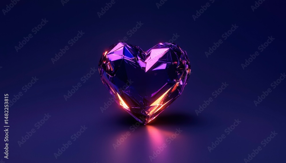 Heart-shaped gem, vibrant purple Heart-shaped gem, vibrant purple
