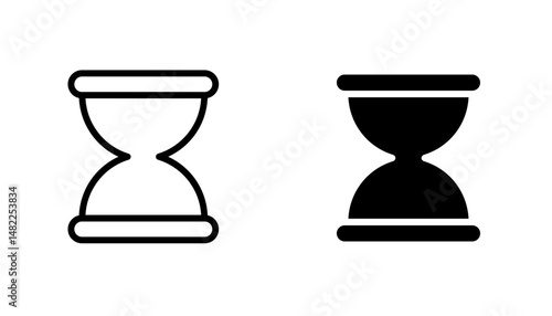 Hourglass icon in editable stroke and flat vector illustrations