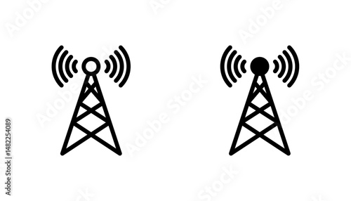 Antenna icon in editable stroke and flat vector illustrations