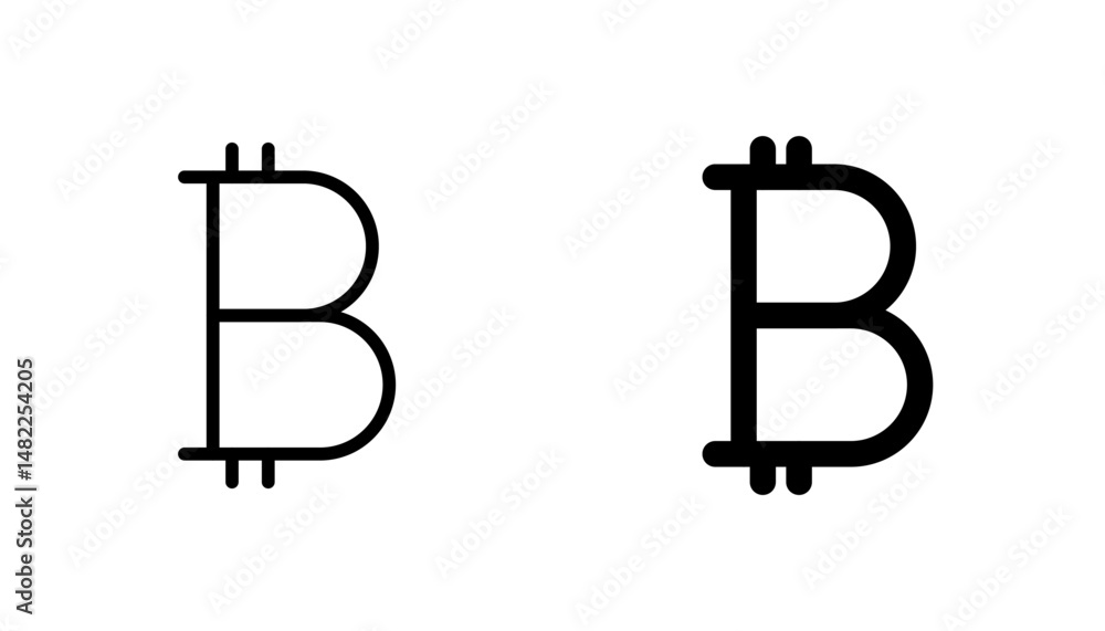 Bitcoin icon in editable stroke and flat vector illustrations Bitcoin icon in editable stroke and flat vector illustrations