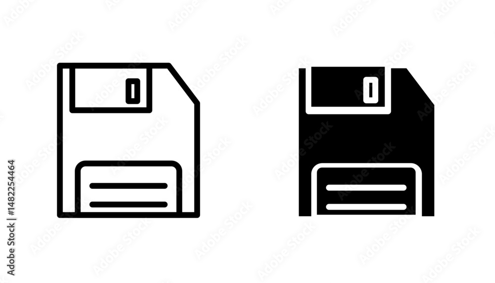 Floppy disk icon in editable stroke and flat vector illustrations Floppy disk icon in editable stroke and flat vector illustrations