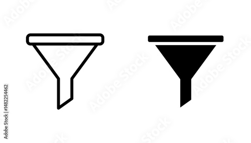 Funnel icon in editable stroke and flat vector illustrations