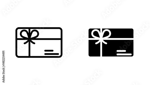 Gift card icon in editable stroke and flat vector illustrations