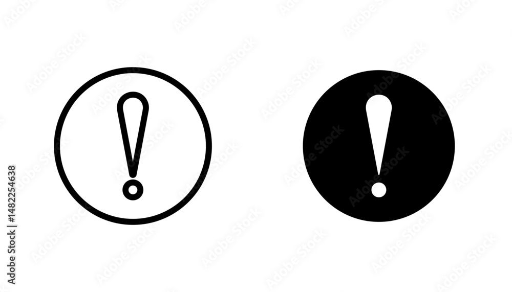 Exclamation icon in editable stroke and flat vector illustrations Exclamation icon in editable stroke and flat vector illustrations
