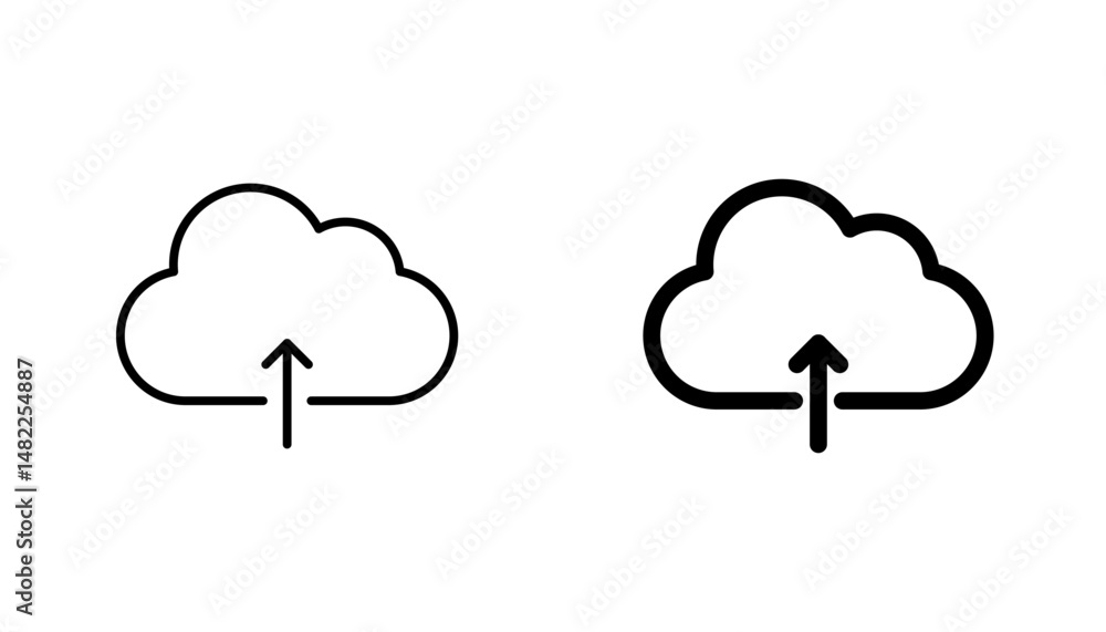 Cloud upload icon in editable stroke and flat vector illustrations Cloud upload icon in editable stroke and flat vector illustrations