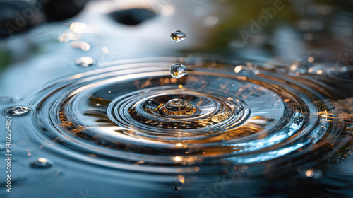Wallpaper Mural Stunning Water Droplet Impact Ripples Reflections on Dark Surface Torontodigital.ca