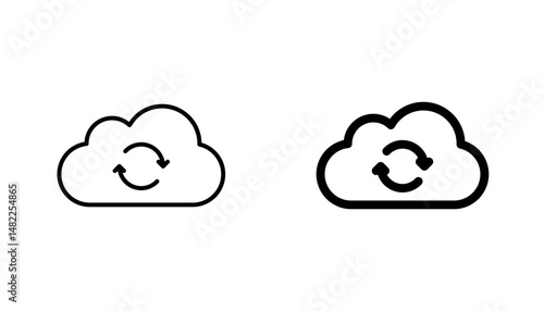 Cloud sync icon in editable stroke and flat vector illustrations