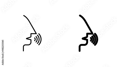 Voice icon in editable stroke and flat vector illustrations