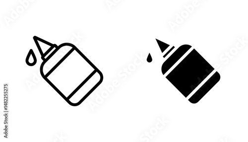 Glue icon in editable stroke and flat vector illustrations