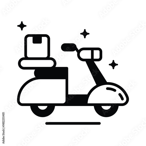 Trendy glyph icon of fast scooter delivery service