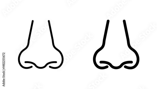 Nose icon in editable stroke and flat vector illustrations