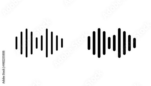 Audio icon in editable stroke and flat vector illustrations
