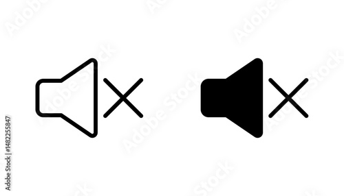 Mute icon in editable stroke and flat vector illustrations