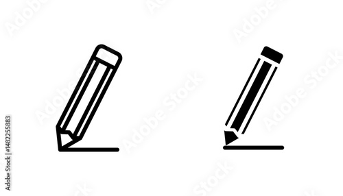 Pencil icon in editable stroke and flat vector illustrations