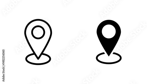 Located icon in editable stroke and flat vector illustrations