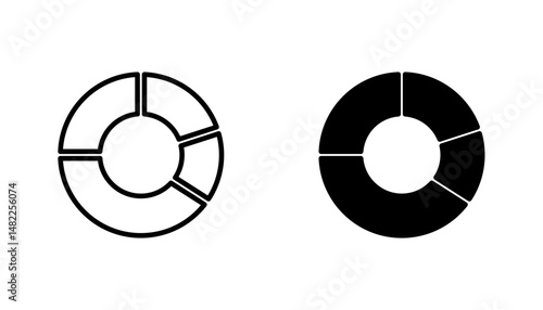 Donut chart icon in editable stroke and flat vector illustrations