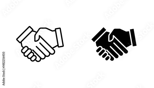 Handshake icon in editable stroke and flat vector illustrations